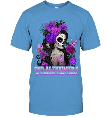 Image of End AlzheImer's Skull Girl Flowers   Alzheimer's Awareness