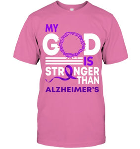 My God Is Stronger Than Alzheimer s Awareness Ribbon T Shirt