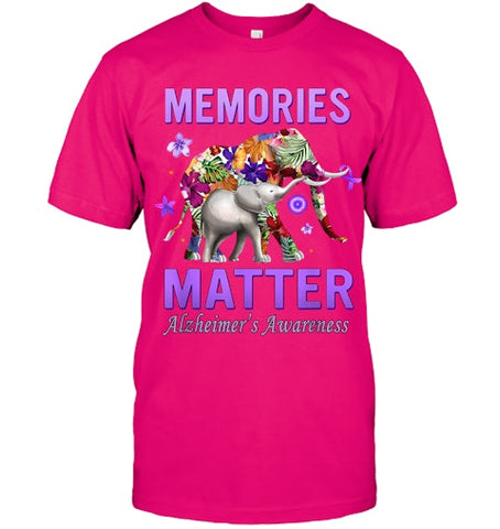 Image of Alzheimers Awareness Memories Matter Purple Elephant Womens T Shirt