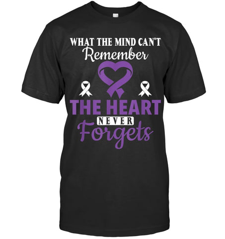 Image of The Heart Never Forgets Alzheimer's Awareness Purple Ribbon