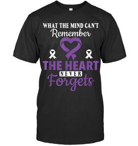 The Heart Never Forgets Alzheimer's Awareness Purple Ribbon