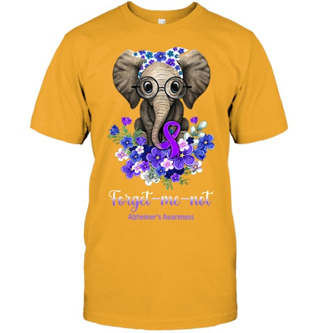 Image of Forget me not Alzheimer s Awareness Elephant Flower T Shirt