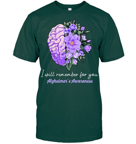 Image of I Will Remember For You Purple Ribbon Alzheimers Awareness