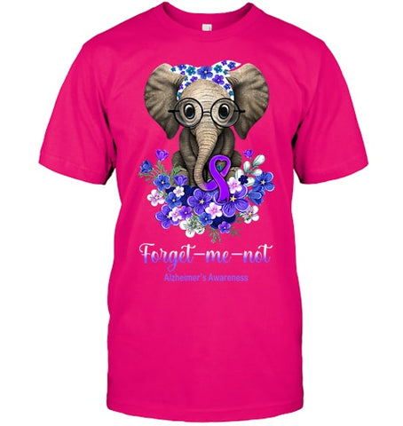 Image of Forget me not Alzheimer s Awareness Elephant Flower T Shirt