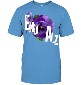 End Alz Purple Floral Pansy Dementia Alzheimer s Awareness T Shirt