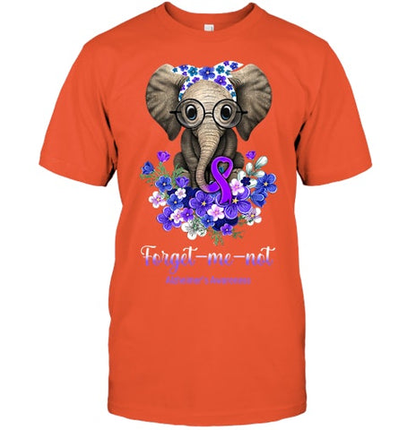 Image of Forget me not Alzheimer s Awareness Elephant Flower T Shirt