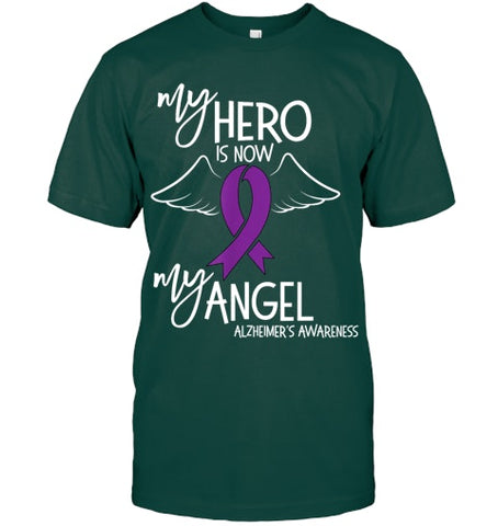 Image of My Hero is now my Angel Alzheimers Awareness T Shirt T shirt T Shirt