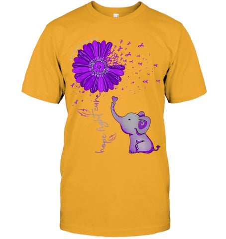 Image of Hope Fight Cure Elephant Alzheimer s Purple Ribbon T Shirt