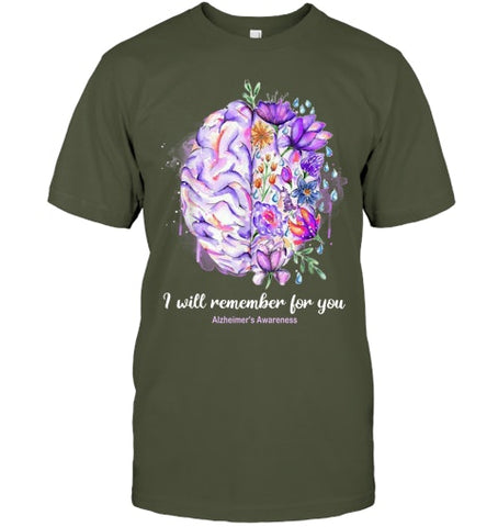 Image of I Will Remember For You Brain Alzheimer s Awareness T Shirt