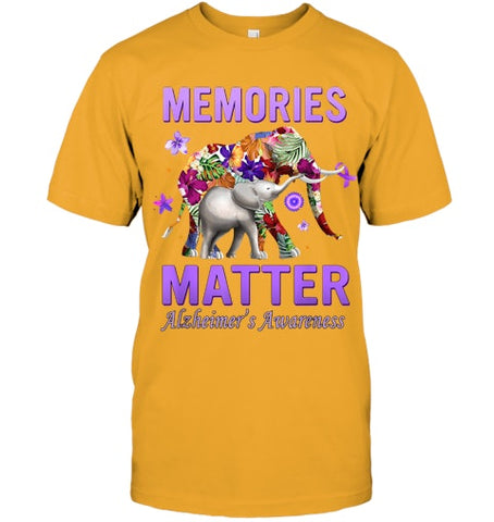 Image of Alzheimers Awareness Memories Matter Purple Elephant Womens T Shirt