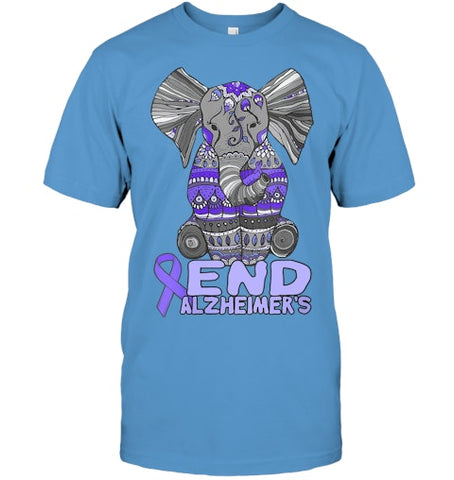 Image of Womens Alzheimer Awareness Shirts and gifts purple Elephant V Neck T Shirt