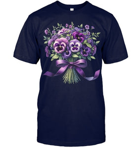 Alzheimer purple floral pansy dementia alzheimer s awareness T Shirt (5)