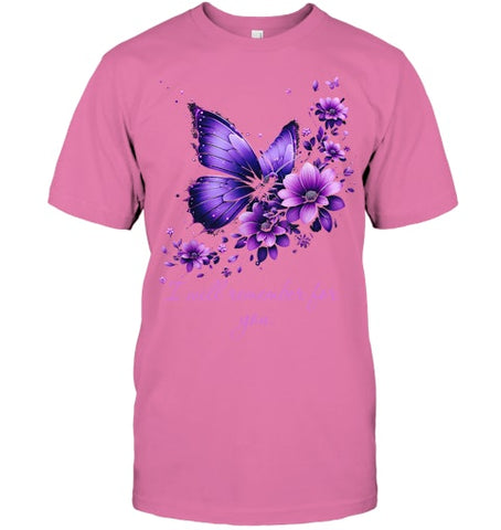 Image of Butterfly I Will Remember For You Alzheimer s Awareness T Shirt