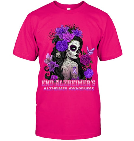 Image of End AlzheImer's Skull Girl Flowers   Alzheimer's Awareness