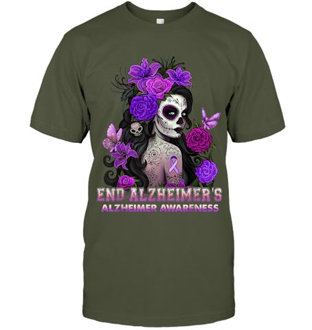 Image of End AlzheImer's Skull Girl Flowers   Alzheimer's Awareness