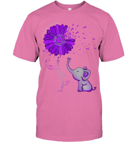 Image of Hope Fight Cure Elephant Alzheimer s Purple Ribbon T Shirt