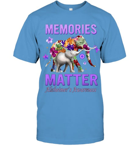 Image of Alzheimers Awareness Memories Matter Purple Elephant Womens T Shirt