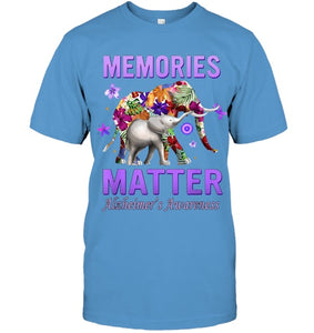 Alzheimers Awareness Memories Matter Purple Elephant Womens T Shirt