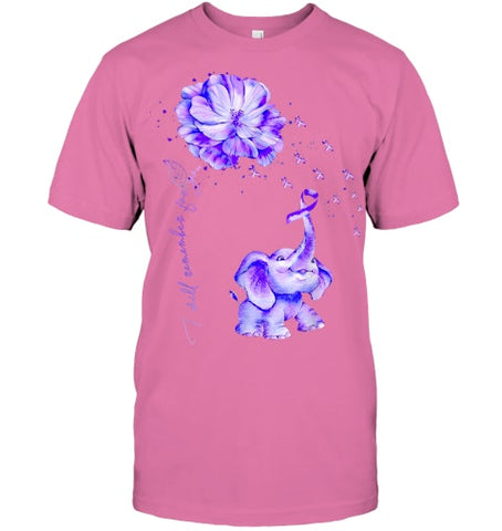 Image of I ll Remember For You Purple Elephant Alzheimer s Awareness T Shirt