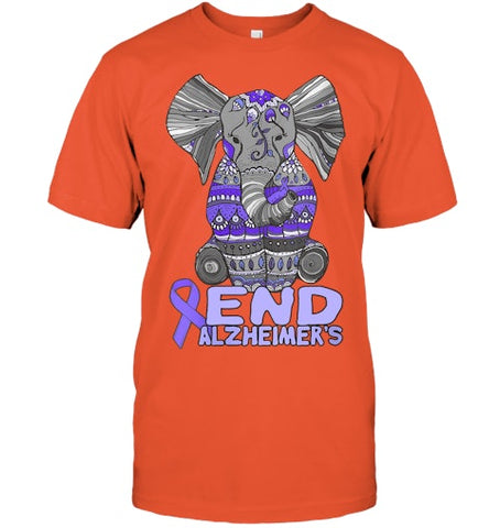 Image of Womens Alzheimer Awareness Shirts and gifts purple Elephant V Neck T Shirt