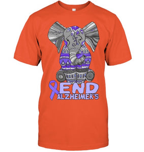 Womens Alzheimer Awareness Shirts and gifts purple Elephant V Neck T Shirt