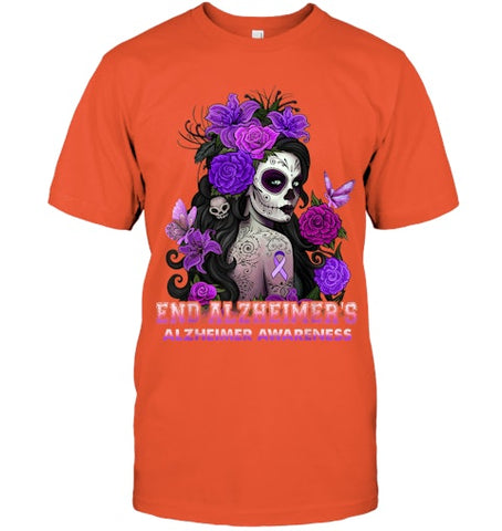 Image of End AlzheImer's Skull Girl Flowers   Alzheimer's Awareness