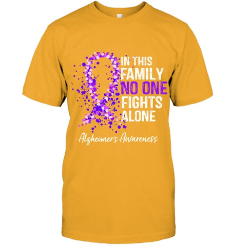 Image of In This Family No One Fights Alone Shirt Alzheimer s Ribbon T Shirt