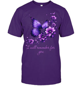 Butterfly I Will Remember For You Alzheimer s Awareness T Shirt