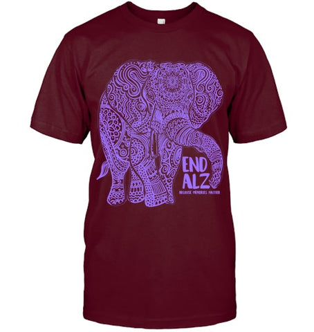 Image of Purple Elephant Alzheimer Awareness Apparel & gifts, END ALZ T Shirt