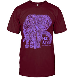 Purple Elephant Alzheimer Awareness Apparel & gifts, END ALZ T Shirt