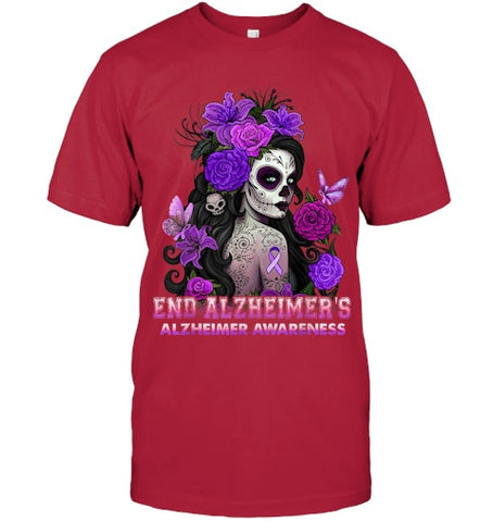 Image of End AlzheImer's Skull Girl Flowers   Alzheimer's Awareness