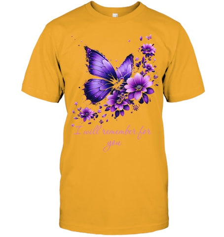 Image of Butterfly I Will Remember For You Alzheimer s Awareness T Shirt