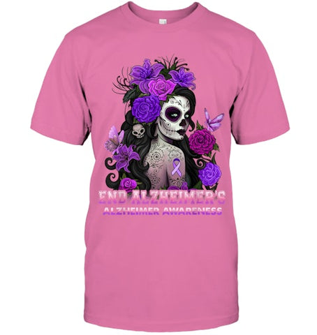 Image of End AlzheImer's Skull Girl Flowers   Alzheimer's Awareness