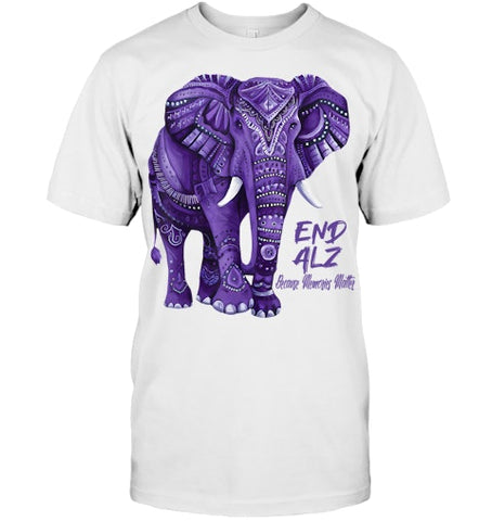 Image of Alzheimers Awareness Purple Elephant Awareness T Shirt