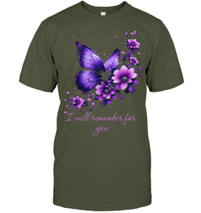 Butterfly I Will Remember For You Alzheimer s Awareness T Shirt