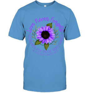 Alzheimer Awareness Tee for Men and Women Purple sunflower T Shirt