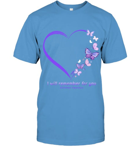 Image of I Will Remember For You Butterfly Alzheimer s Awareness T Shirt