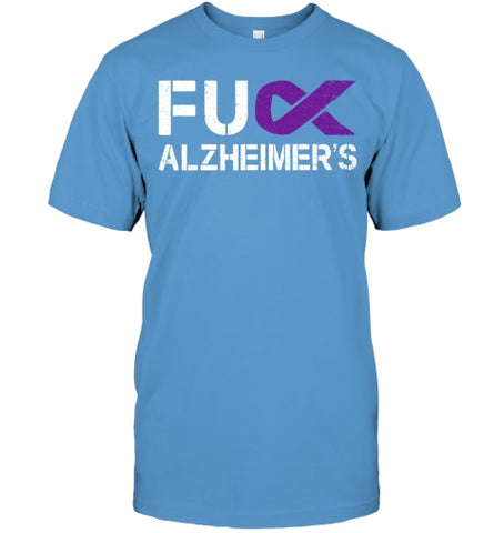 Image of Fuck FU Alzheimer s Awareness Month Purple Ribbon Fighter T Shirt