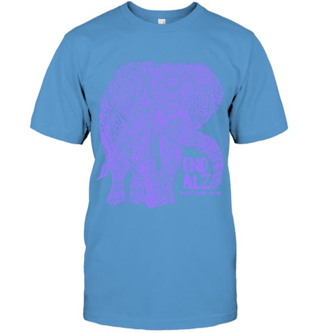 Image of Purple Elephant Alzheimer Awareness Apparel & gifts, END ALZ T Shirt