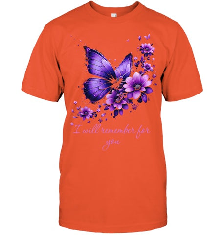 Image of Butterfly I Will Remember For You Alzheimer s Awareness T Shirt