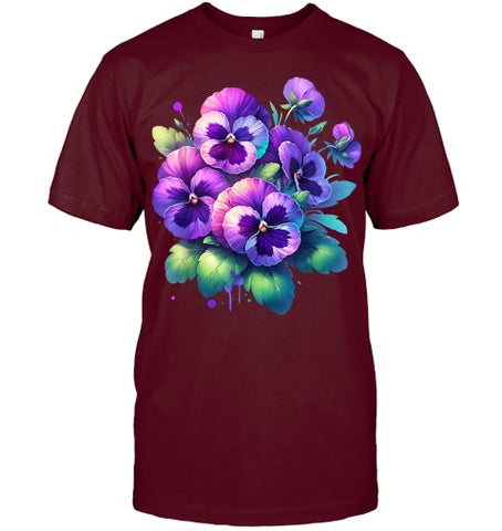 Image of Alzheimer purple floral pansy dementia alzheimer s awareness T Shirt