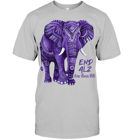 Image of Alzheimers Awareness Purple Elephant Awareness T Shirt