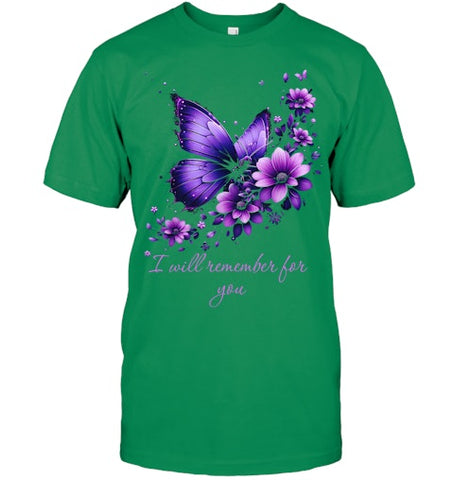 Image of Butterfly I Will Remember For You Alzheimer s Awareness T Shirt