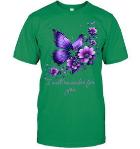 Butterfly I Will Remember For You Alzheimer s Awareness T Shirt