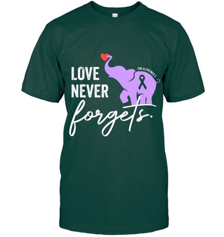 Image of End Alzheimers Shirt Love Never Forgets Alzheimers Awareness T Shirt