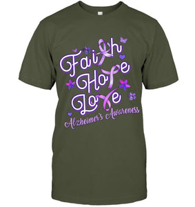 Alzheimer s Awareness Purple Ribbon Products Faith Hope Love T Shirt