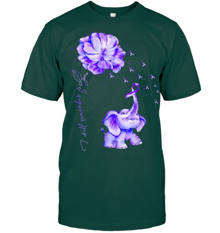 Image of I ll Remember For You Purple Elephant Alzheimer s Awareness T Shirt