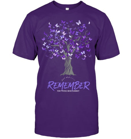 Image of Alzheimer Awareness Tee for Men and Women Purple Butterfly T Shirt