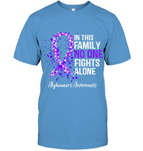 In This Family No One Fights Alone Shirt Alzheimer s Ribbon T Shirt