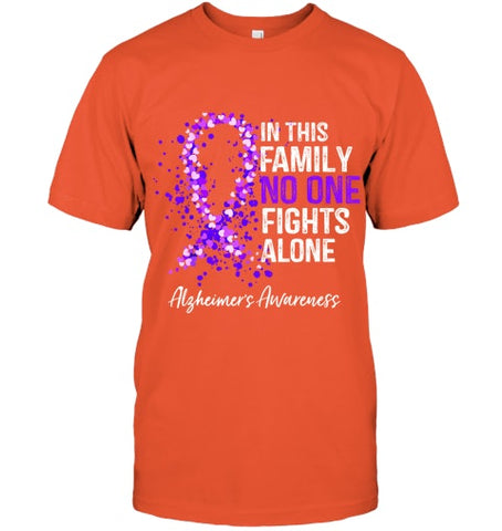 Image of In This Family No One Fights Alone Shirt Alzheimer s Ribbon T Shirt